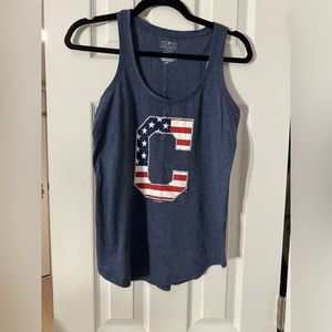 Cleveland Guardians Indians American Flag Blue Tank Top